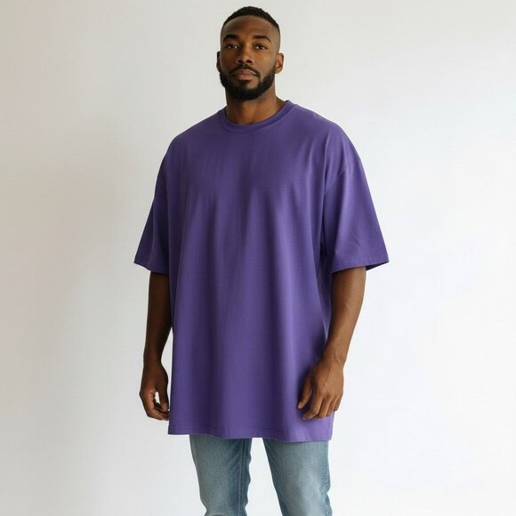 Shaka Wear Big Mens T Shirt Plus Size 5XL Super Max Heavyweight Purple Cotton - Picture 4 of 4